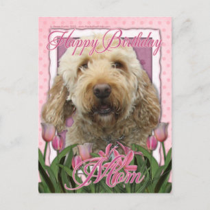 Cartão Postal Feliz Aniversário Mãe - Goldendoodle