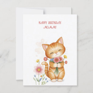 Cartão Postal Feliz Aniversário Mamãe gata