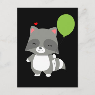 Cartão Postal Feliz Aniversário Menino Menina Balão Guaxinim Lix