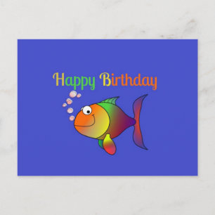 Cartão Postal Feliz Aniversário, modelo do peixe Bolhas