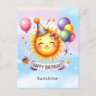 Cartão Postal Feliz Aniversário Nome Personalizado Sunshine 