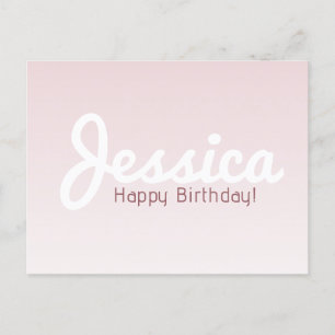 Cartão Postal Feliz Aniversário, Nome Personalizável   Rose Ombr