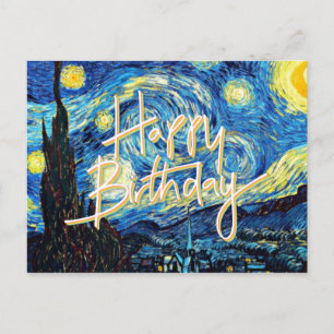 Cartão Postal Feliz Aniversário! Obra de arte popular, Noite Est