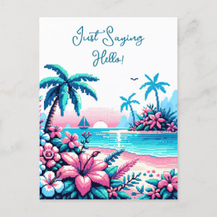 Cartão Postal Feliz Aniversário   Oceano em Pixel Art