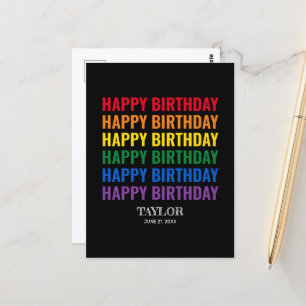 Cartão Postal Feliz Aniversário Orgulho LGBT LGBTQ Transgênero