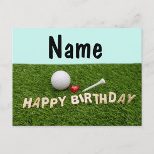 Cartão Postal Feliz aniversário para golfe com bola de golfe