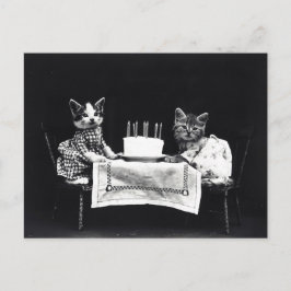 Cartão Postal Feliz aniversário para Meow | Gatinhos com Bolo