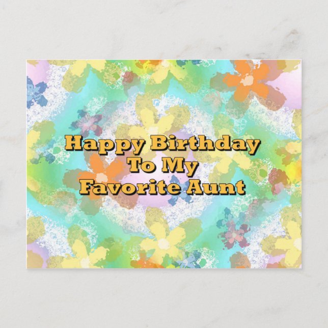 Cartão Postal Feliz Aniversário Para Minha Tia Favorita (Frente)
