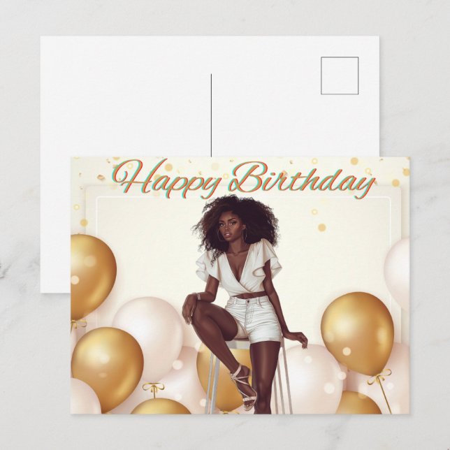 Cartão Postal Feliz Aniversário Para Você Irmã Melanina Rainha N (Frente/Verso)