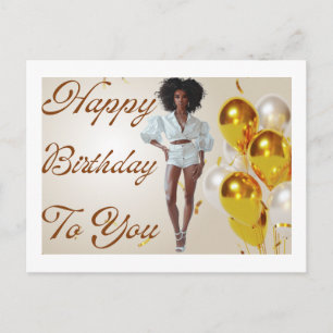 Cartão Postal Feliz Aniversário Para Você Irmã Melanina Rainha N