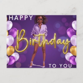 Cartão Postal Feliz Aniversário Para Você Irmã Melanina Rainha N