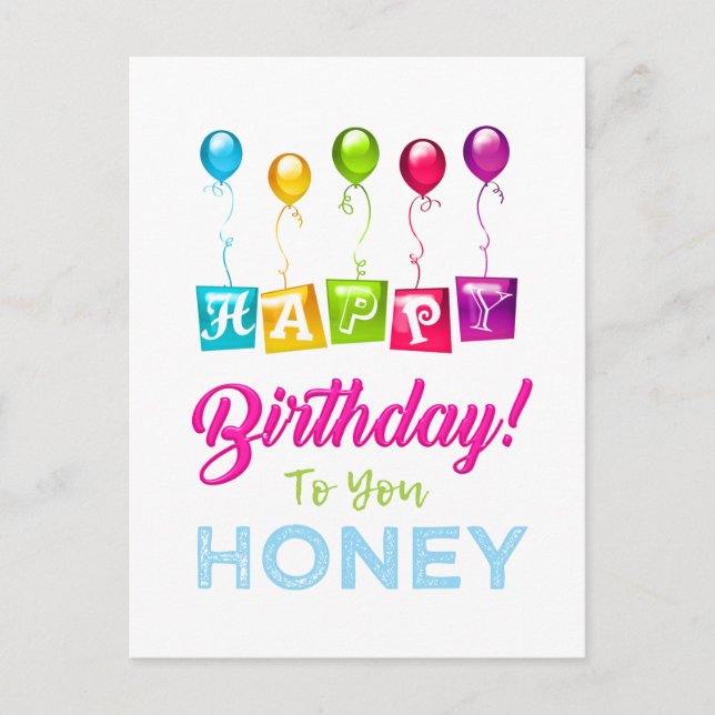 Cartão Postal Feliz Aniversário para Você Querido (Frente)