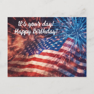 Cartão Postal Feliz Aniversário Patriótico