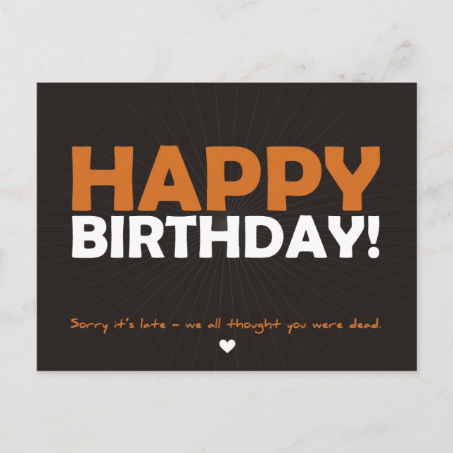 Cartão Postal Feliz Aniversário (pensava que eras morto) (Frente)