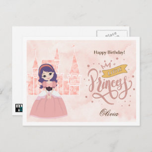 Cartão Postal Feliz Aniversário, Pequena Princesa. Nome personal