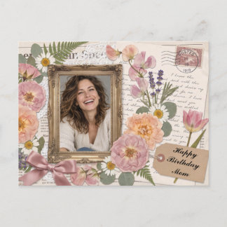 Cartão Postal Feliz Aniversário Personalizado Mamãe Pho Floral V