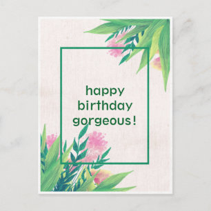 Cartão Postal Feliz aniversário planta moderna e linda da nature