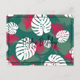 Cartão Postal Feliz Aniversário Planta Tropical
