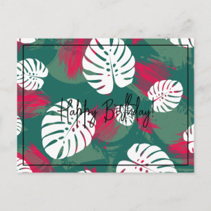 Cartão Postal Feliz Aniversário Planta Tropical