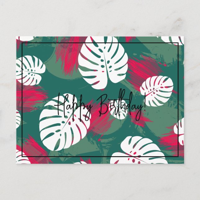 Cartão Postal Feliz Aniversário Planta Tropical (Frente)