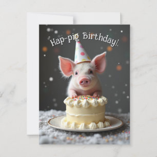 Cartão Postal Feliz aniversário porquinho