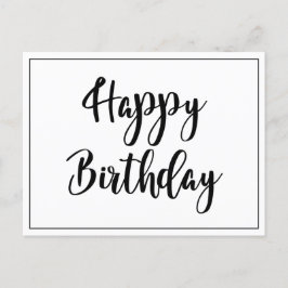 Cartão Postal Feliz Aniversário Preto e Branco Simples