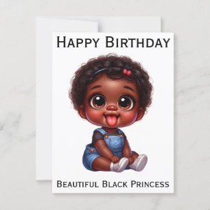 Cartão Postal Feliz aniversário princesa negra melanina meninas 