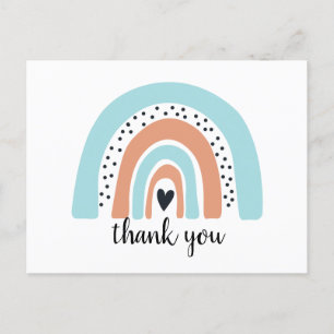 Cartão Postal Feliz aniversário Rainbow Blue Peach