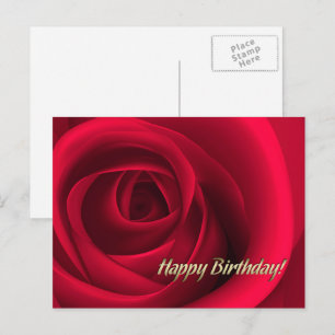 Cartão Postal Feliz aniversário. Rosa vermelha elegante