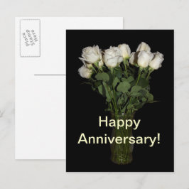 Cartão Postal Feliz Aniversário Rosas Brancas Fotografia Floral