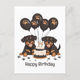 Cartão Postal Feliz Aniversário Rottweiler Cães