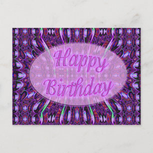 Cartão Postal feliz aniversário roxo