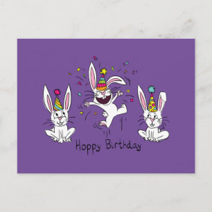 Cartão Postal Feliz Aniversário Saltitante Coelho Coelhinhos Car