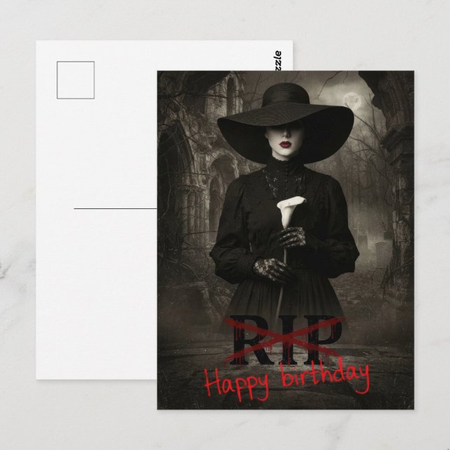 Cartão Postal Feliz Aniversário Sarcástico (Frente/Verso)