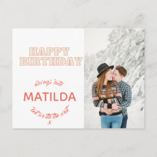 Cartão Postal feliz aniversário sempre tarde foto divertida