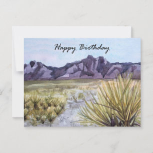 Cartão Postal Feliz Aniversário Serra do Cactus do Deserto Aquar