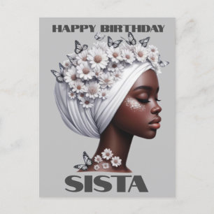 Cartão Postal Feliz Aniversário Sista Black Girl Magic Melanin L