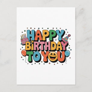 Cartão Postal Feliz Aniversário Sorridente