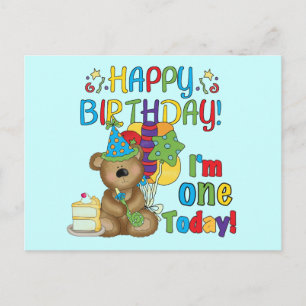 Cartão Postal Feliz aniversário Teddy Bear 1rua T-shirts e prese