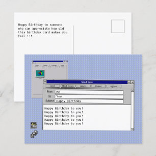 Cartão Postal Feliz Aniversário Tema Personalizado do Windows 95