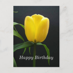 Cartão Postal feliz aniversário tulipa amarela flor