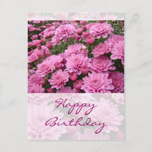 Cartão Postal Feliz aniversário - Um mar de cristais cor-de-rosa