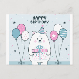Cartão Postal Feliz Aniversário Urso Polar
