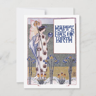 Cartão Postal Feliz Aniversário Vintage 