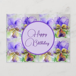 Cartão Postal Feliz Aniversário Viola floral senhoras Postcard