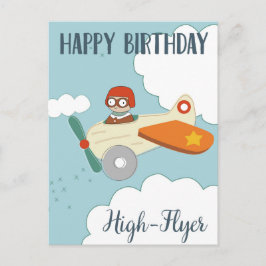 Cartão Postal Feliz Aniversário Voador Alto