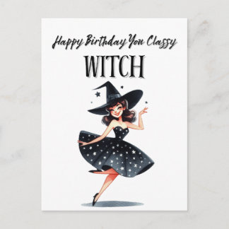 Cartão Postal Feliz aniversário, você bruxa sofisticada