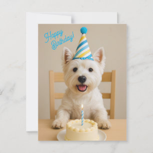 Cartão Postal Feliz Aniversário Westie Aniversário