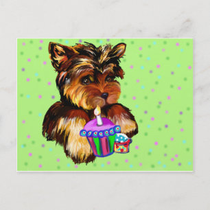 CARTÃO POSTAL FELIZ ANIVERSÁRIO YORKIE POO