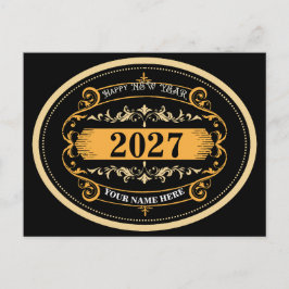 Cartão Postal Feliz Ano Novo 2027 Moderno & Elegante